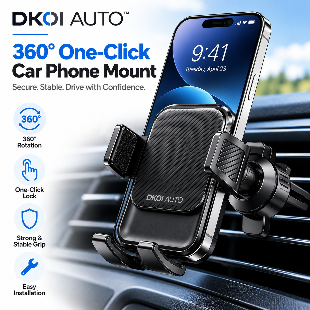 DKOI AUTO™ 360° One-Click Car Phone Mount